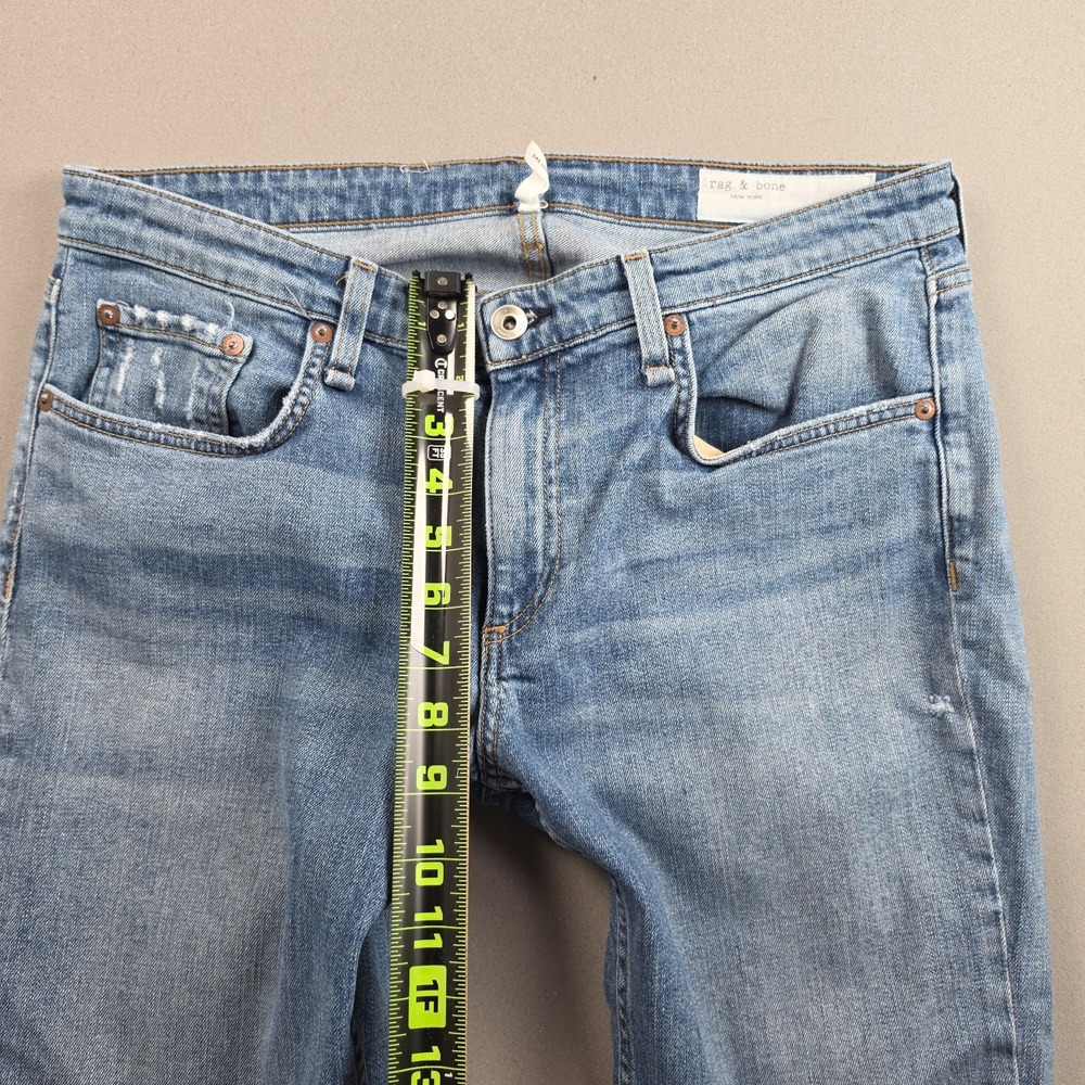 Rag Bone Dre Low Rise Slim Boyfriend Jeans Distressed Ripped Raw Hem Size 30 USA - Picture 9 of 12